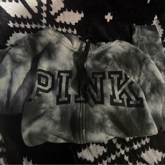 PINK Victoria's Secret Black and Gray Hoodie - Picture 3 of 4